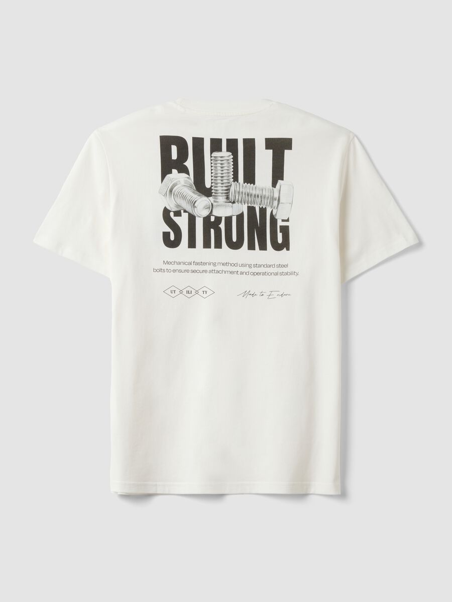 White pure cotton jersey T-shirt with graphic print, regular fit_5