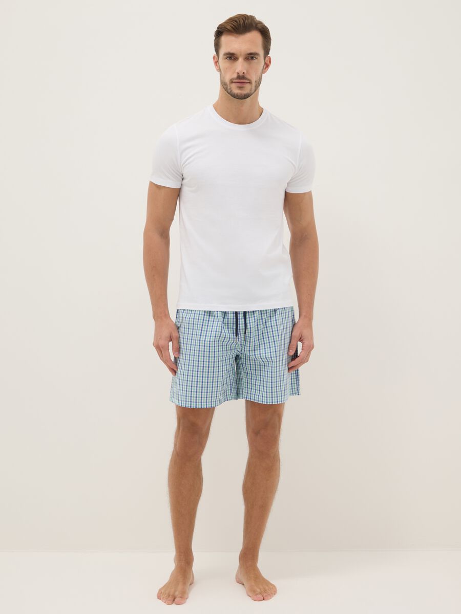 Multicolour checked pure cotton pyjama shorts, regular fit_0