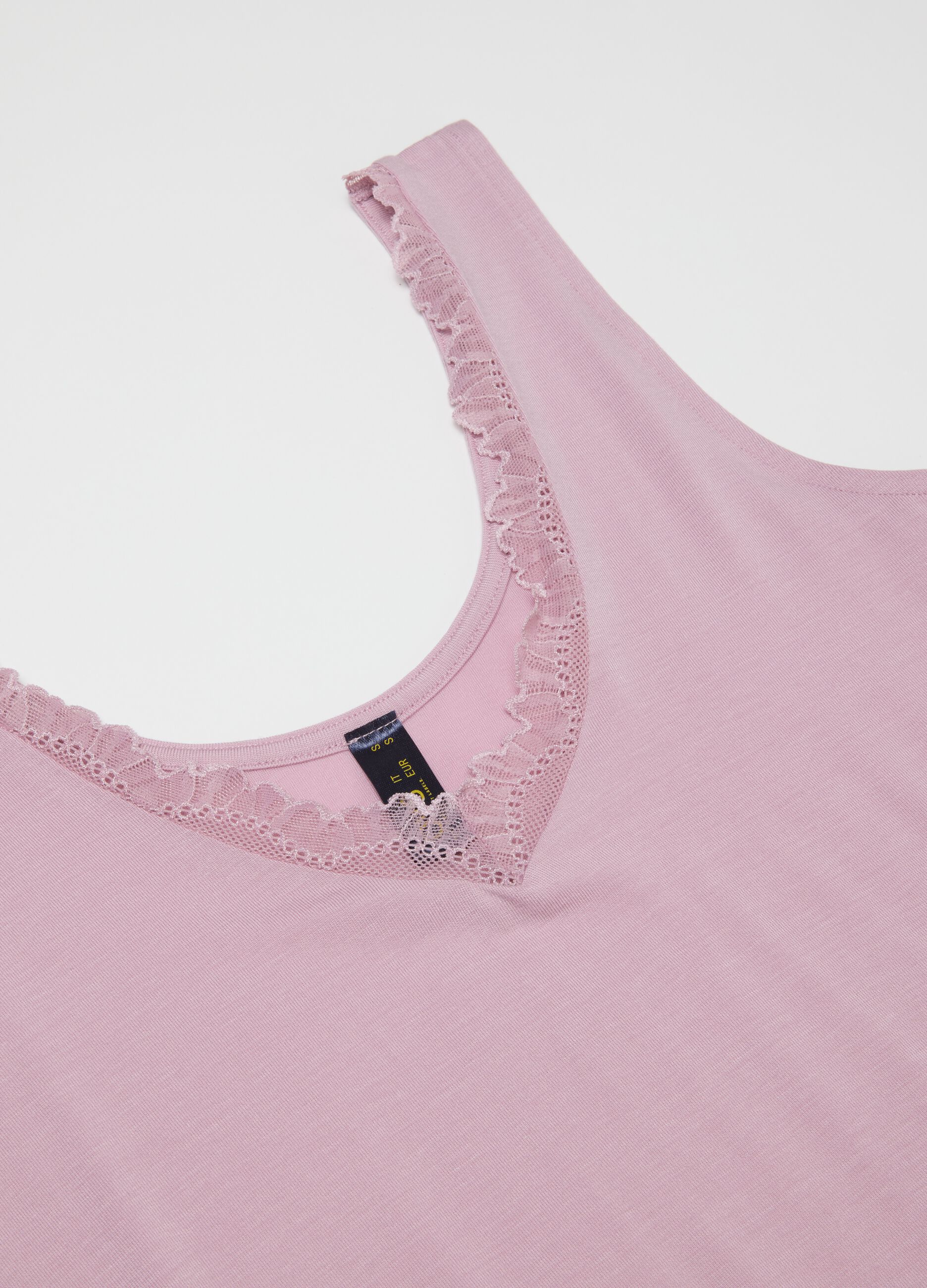 Pink regular fit vest with lace