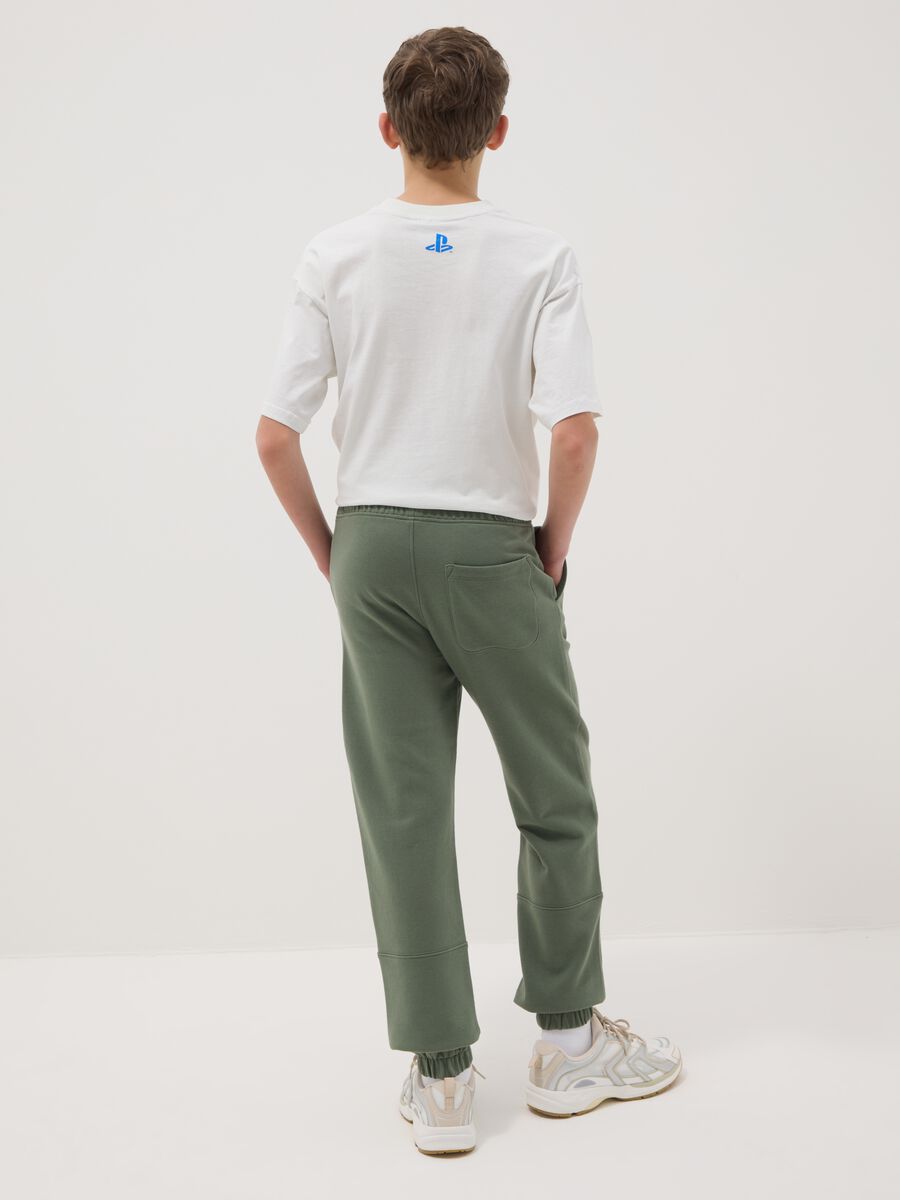 Organic cotton green jogger trousers with regular fit for boys_2
