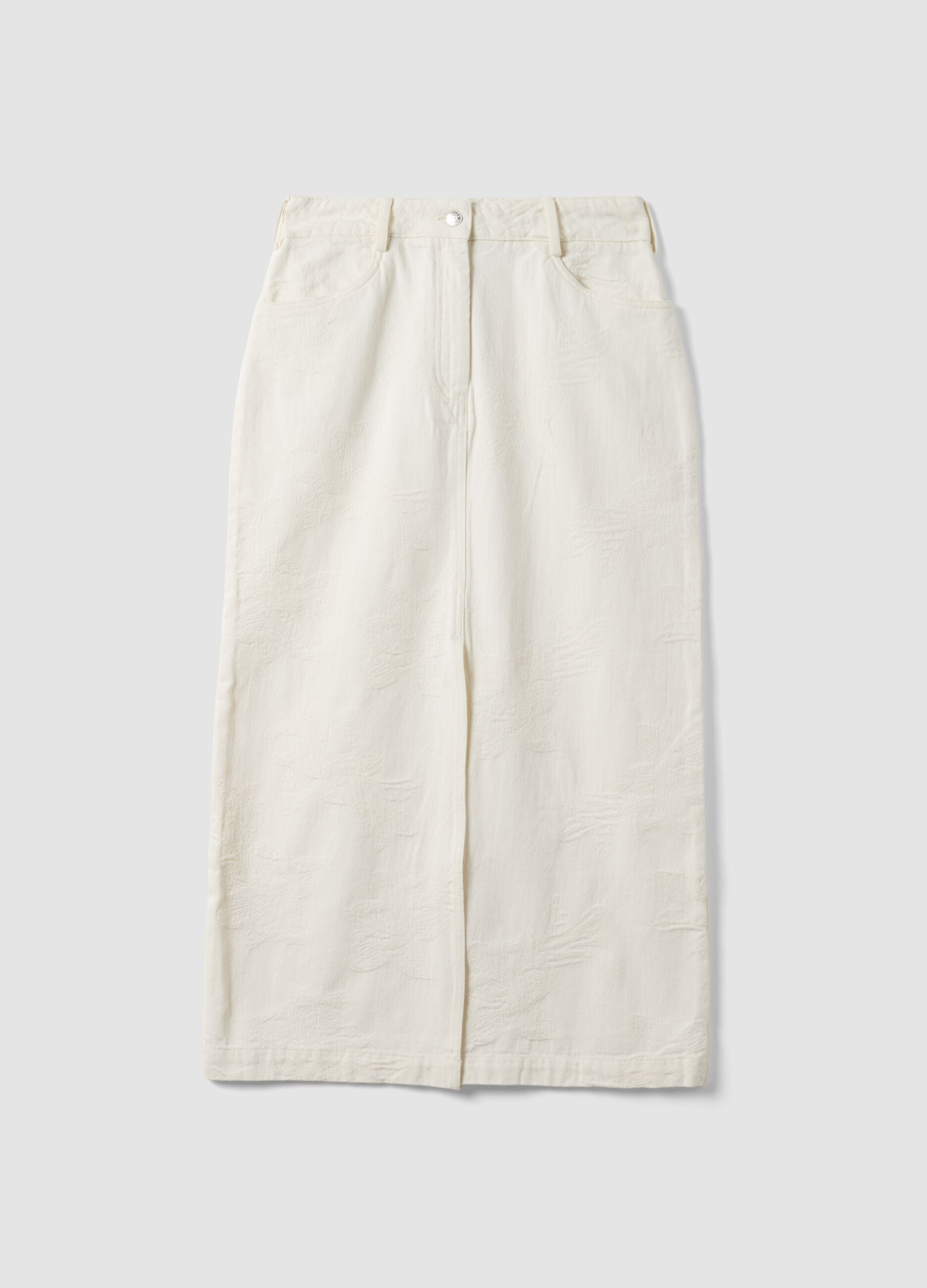 White pure cotton long skirt regular fit with elastic waistband