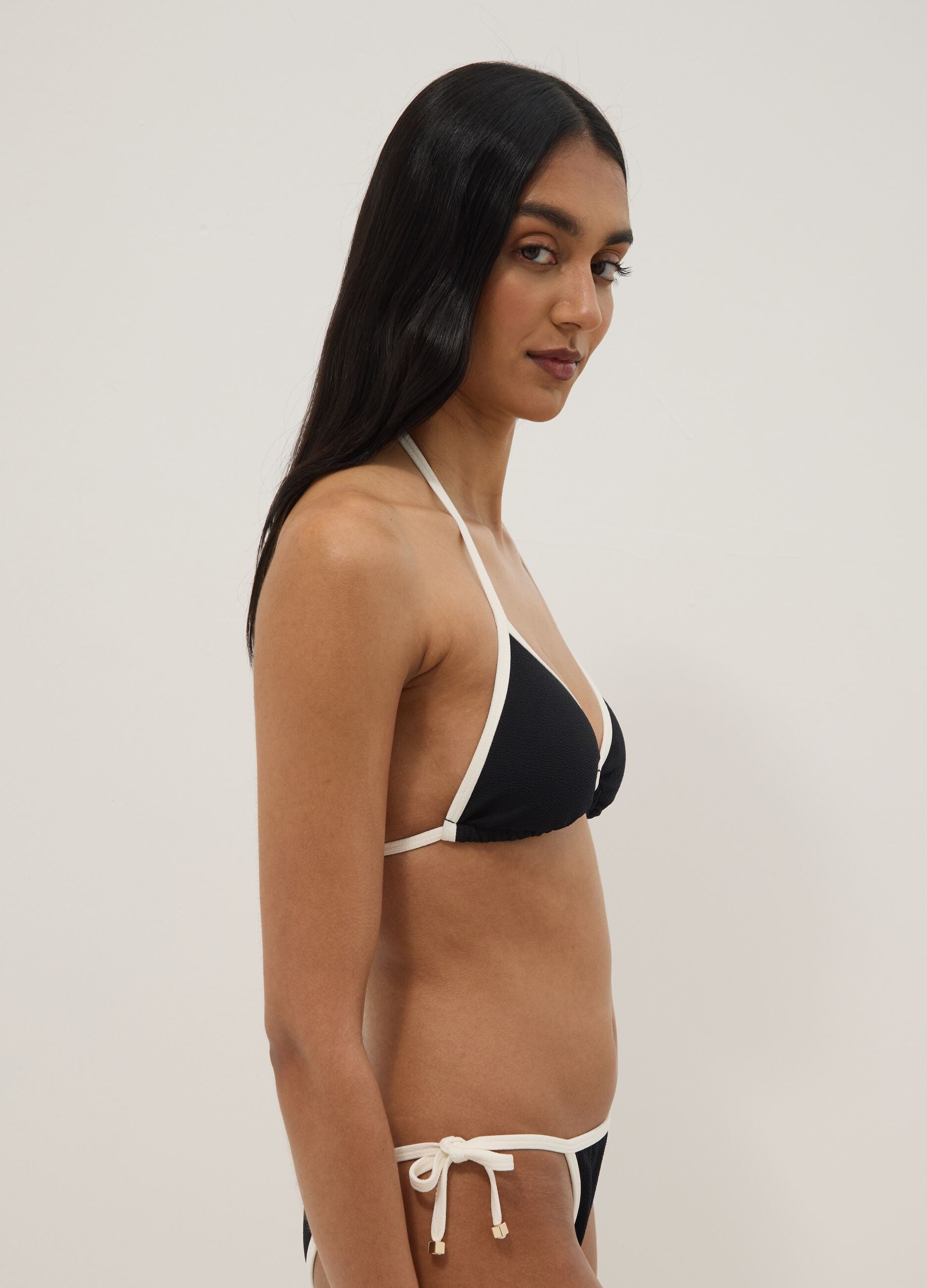 Multicolour triangle bikini top in stretch fabric