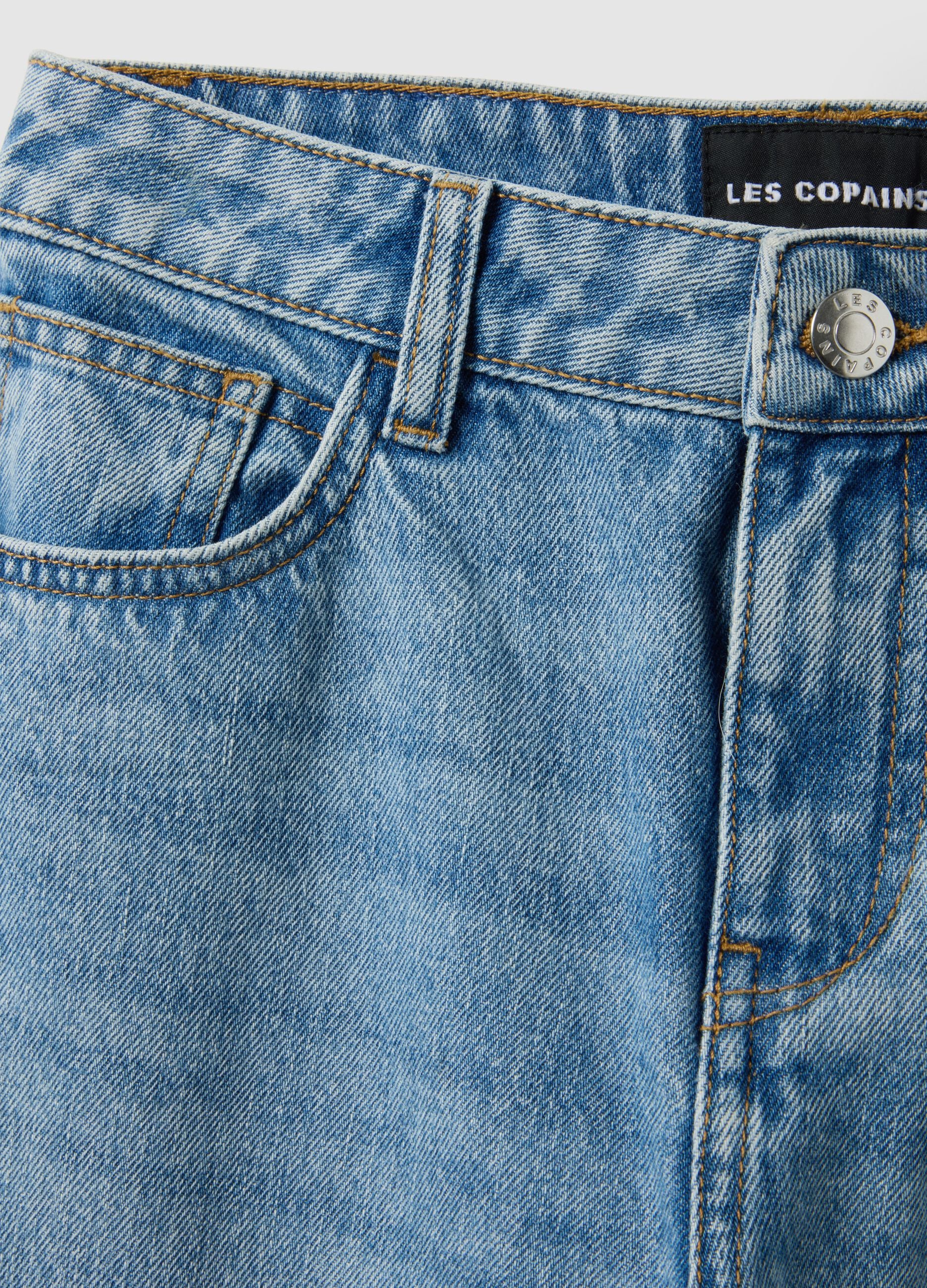 Sky Blue Cotton Wide Leg Jeans