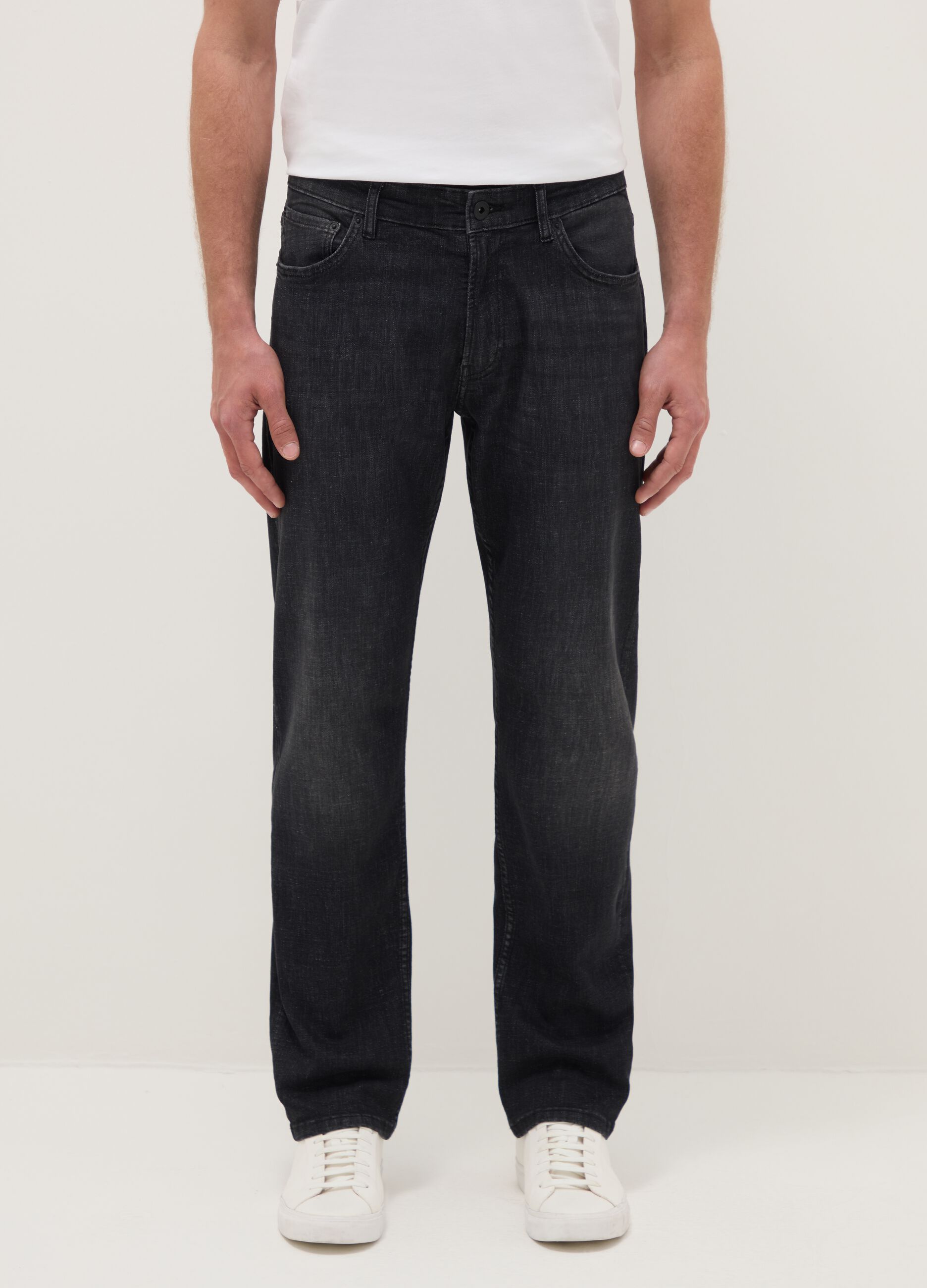 Black stretch cotton jeans comfort fit