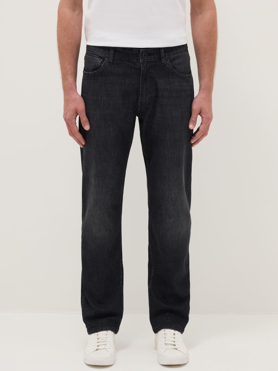 Black stretch cotton jeans comfort fit_1