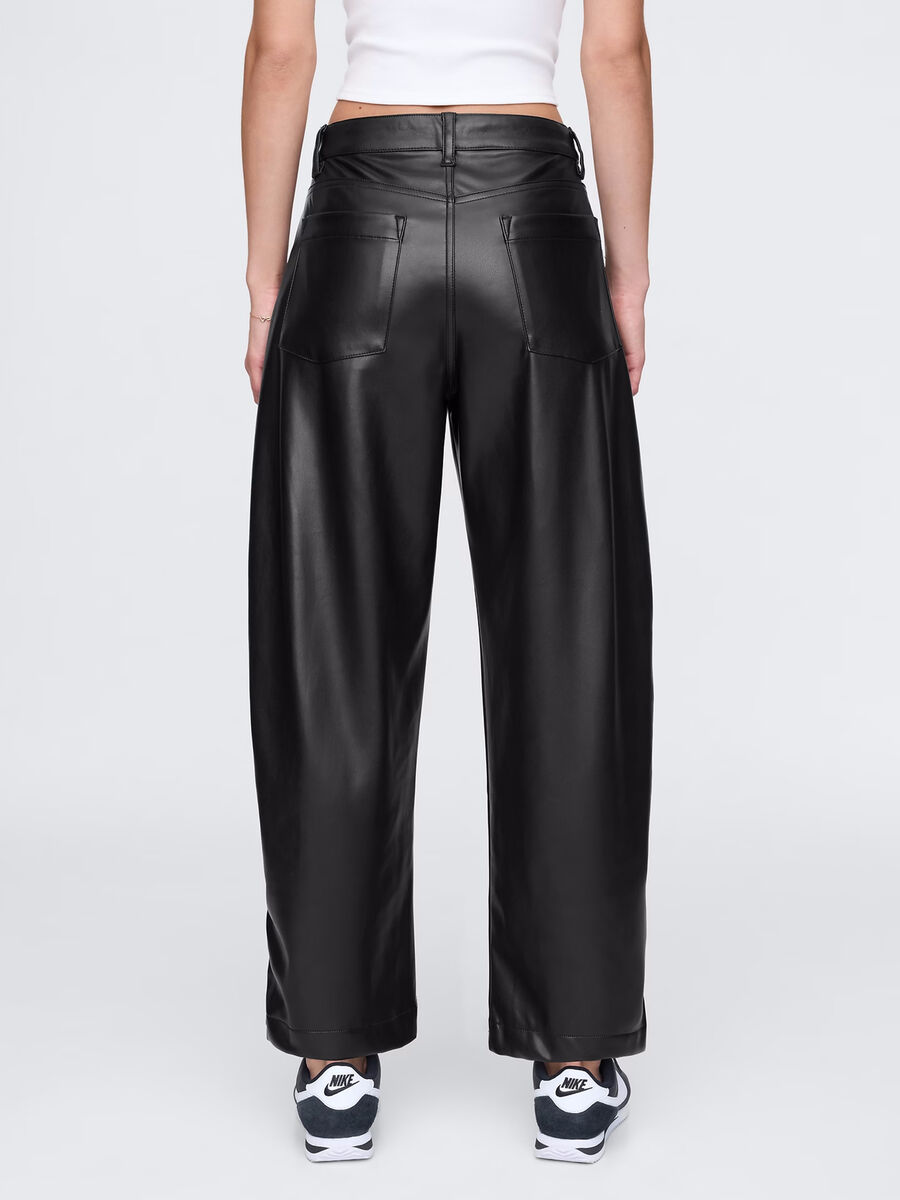Barrel-fit shiny-effect trousers_2