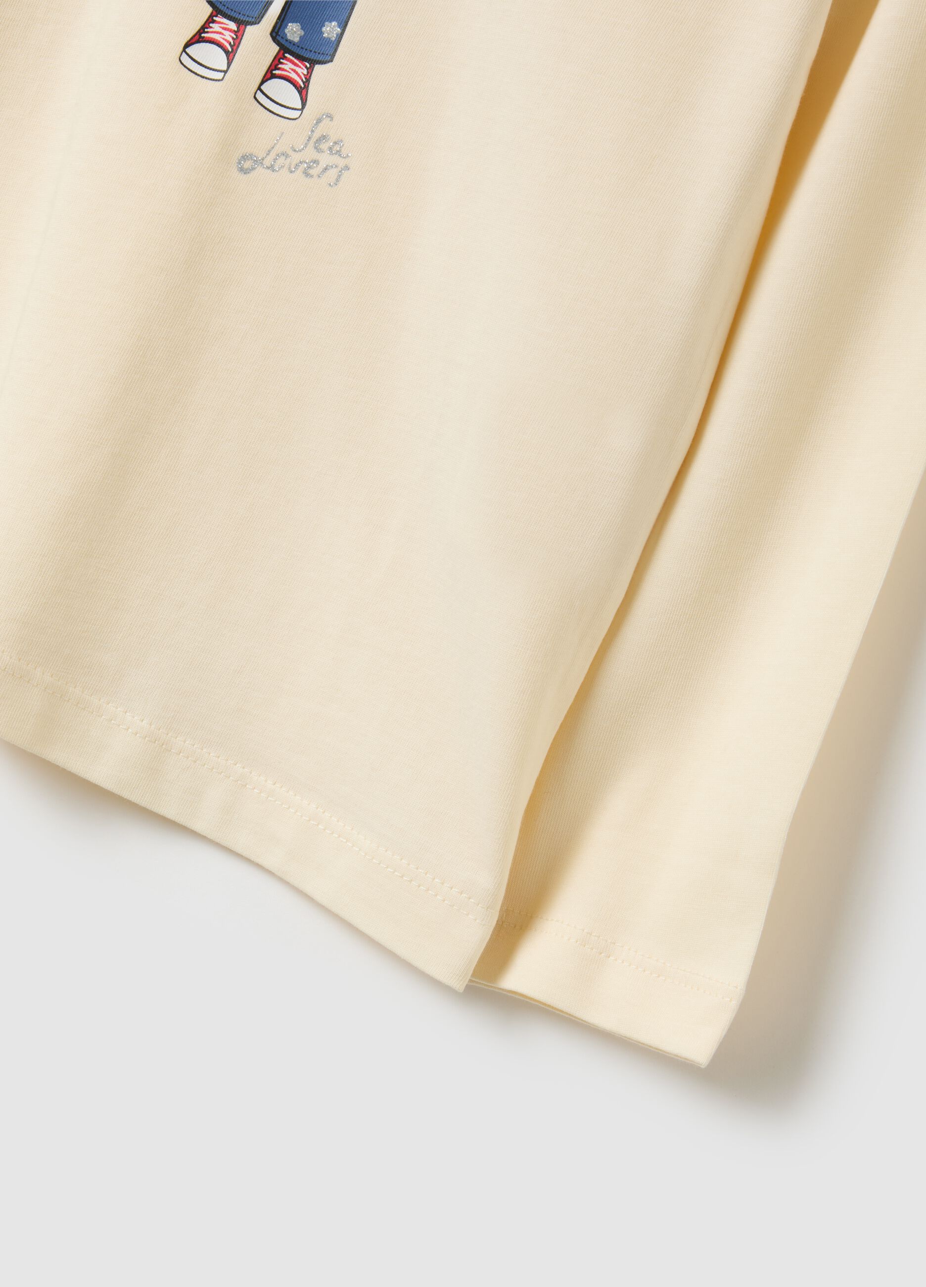 Beige pure cotton T-shirt for girls regular fit