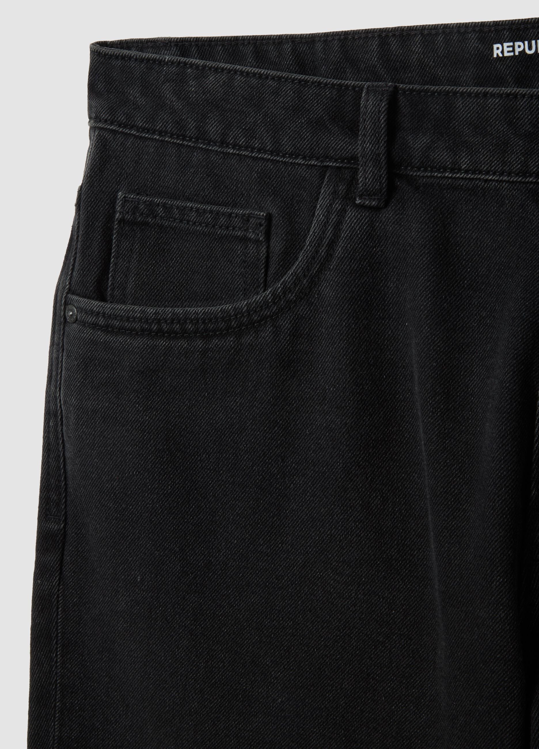 Black denim Bermuda shorts in cotton blend, regular fit