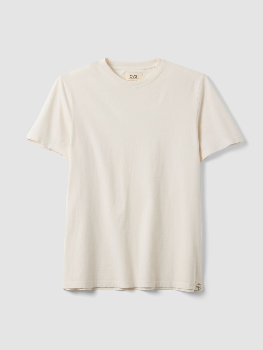 Beige pure cotton regular-fit short-sleeve T-shirt_4