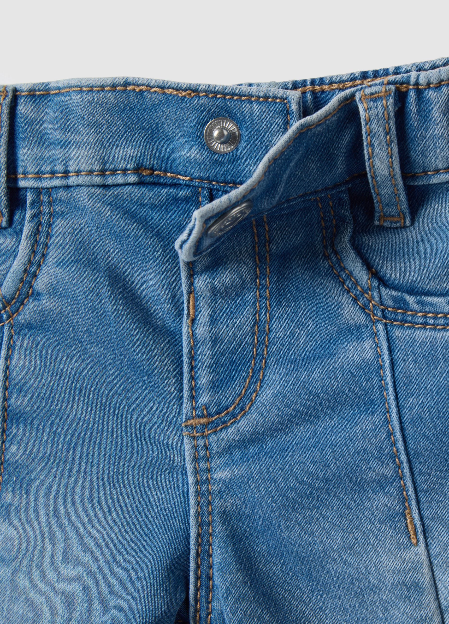 Baby girl's blue cotton blend wide leg jeans