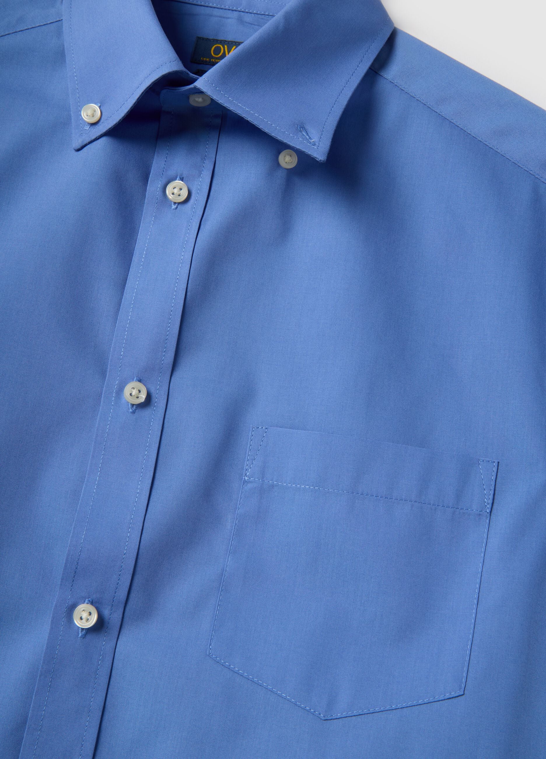 Regular Fit Easy Iron Blue Shirt with Button-Down Collar
