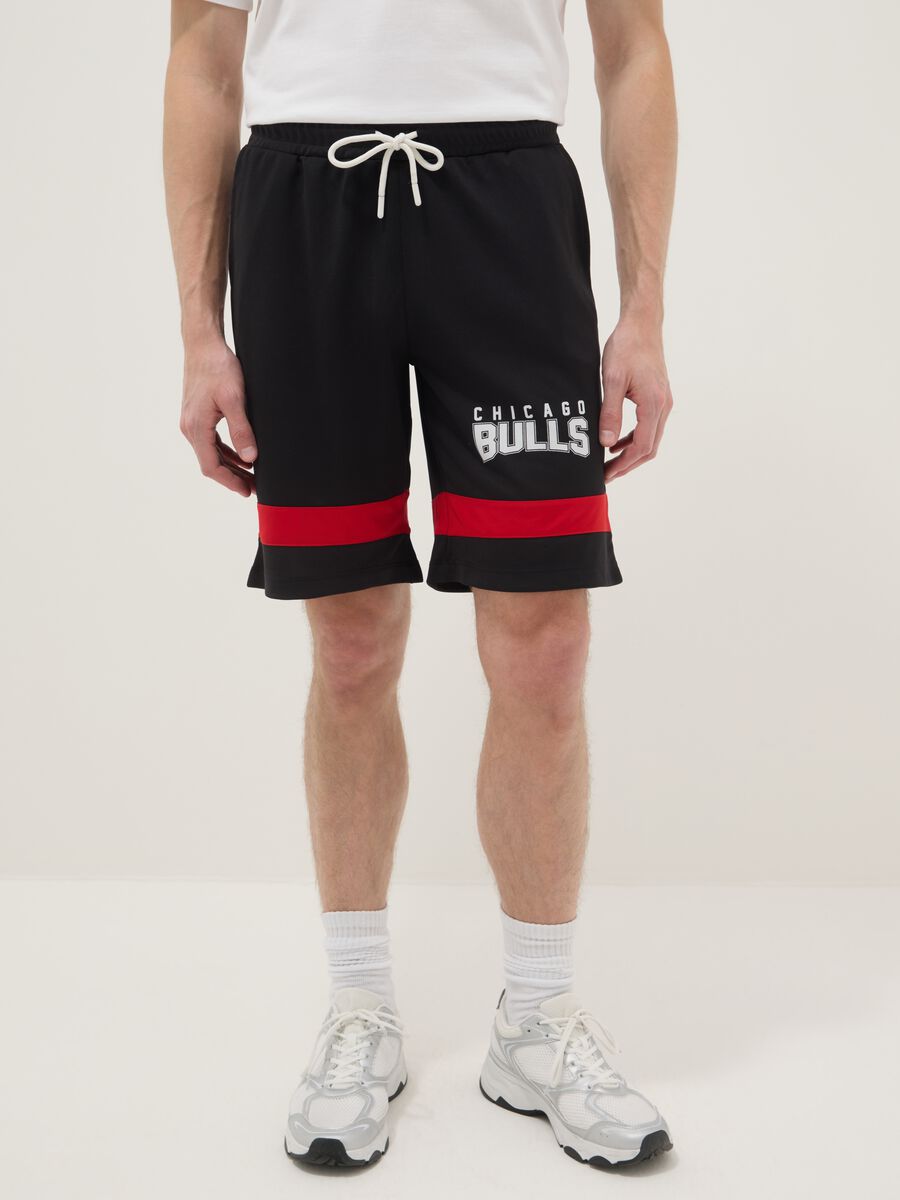 Multicolour pure cotton shorts with Chicago Bulls logo_1