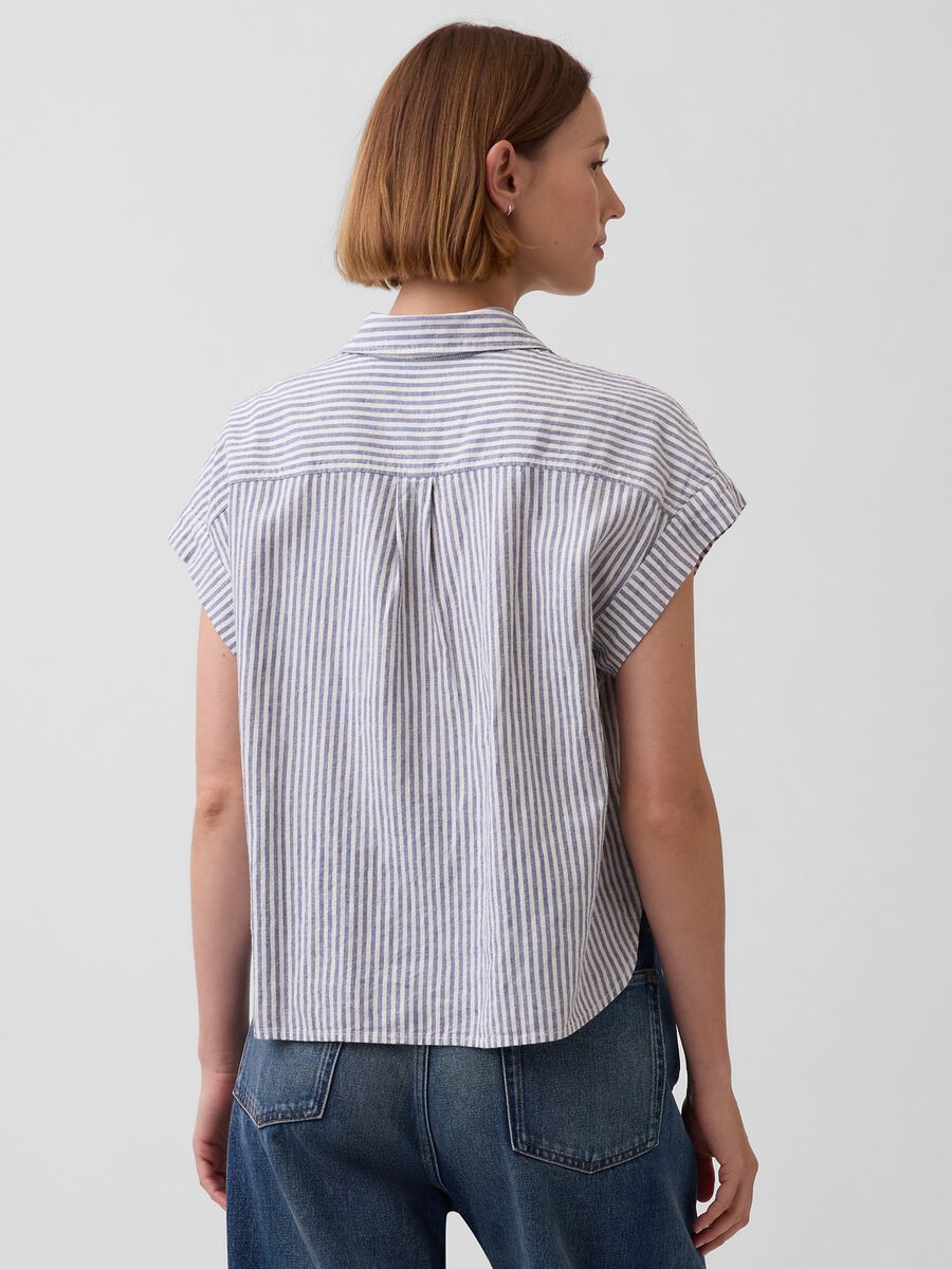 Camicia in misto lino a righe_1