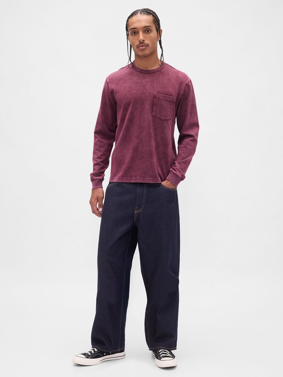Long sleeve purple cotton top_2