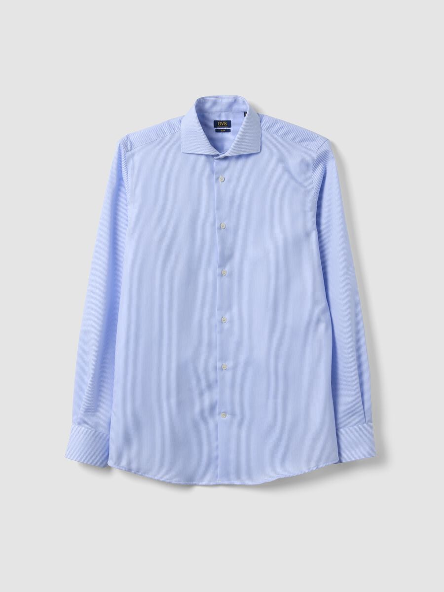 Light blue pure cotton non-iron slim-fit shirt_4