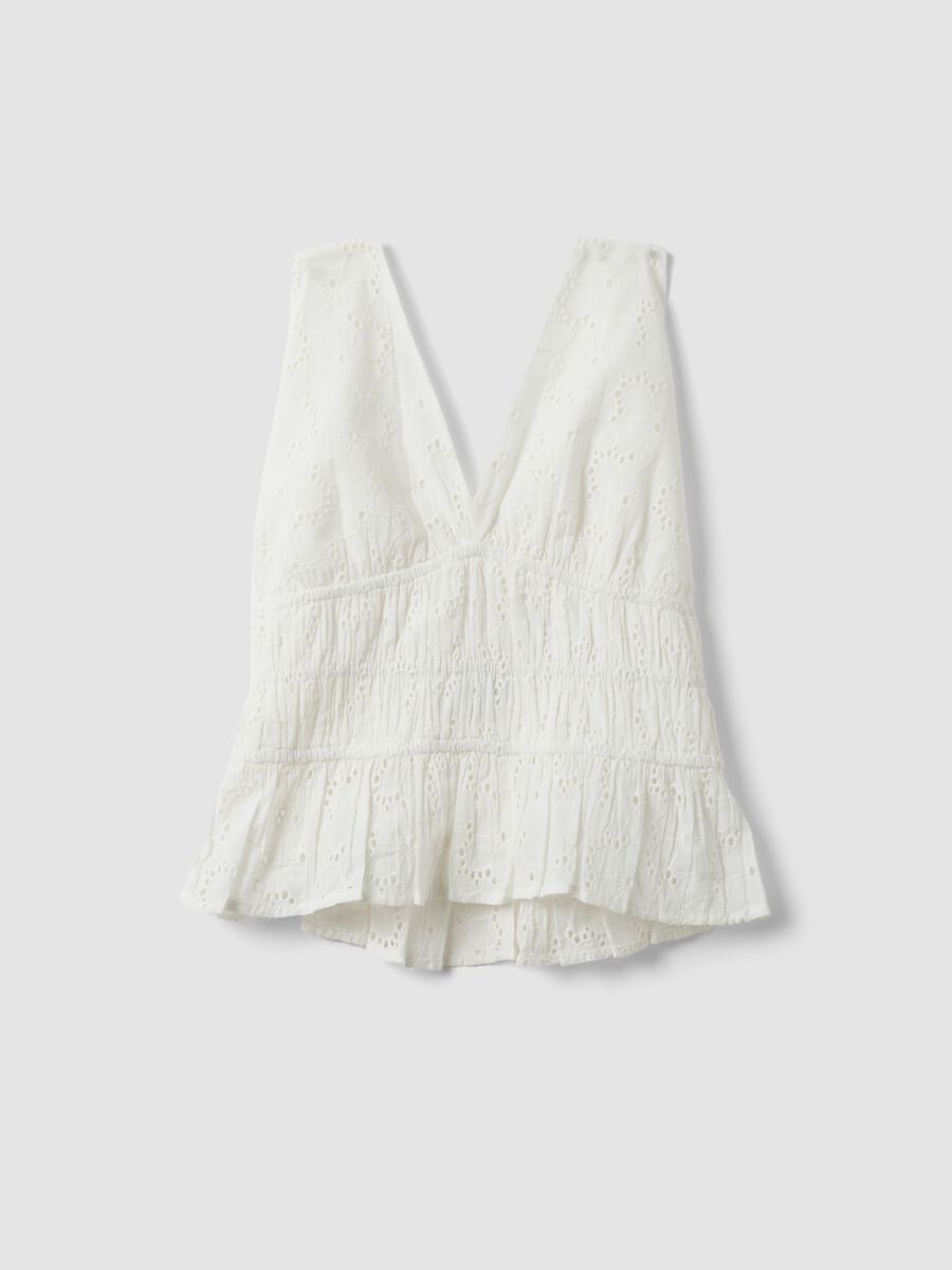 White broderie anglaise pure cotton tank top_4