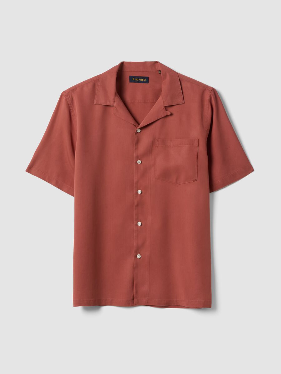 Red short-sleeved shirt in pure lyocell_4