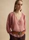 Pink ramie and lyocell-blend shirt with V-neck, regular fit_0