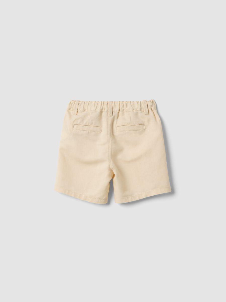 Shorts beige in misto lino e cotone da bimbo regular fit_1