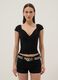 Black stretch viscose-blend V-neck regular-fit T-shirt_2