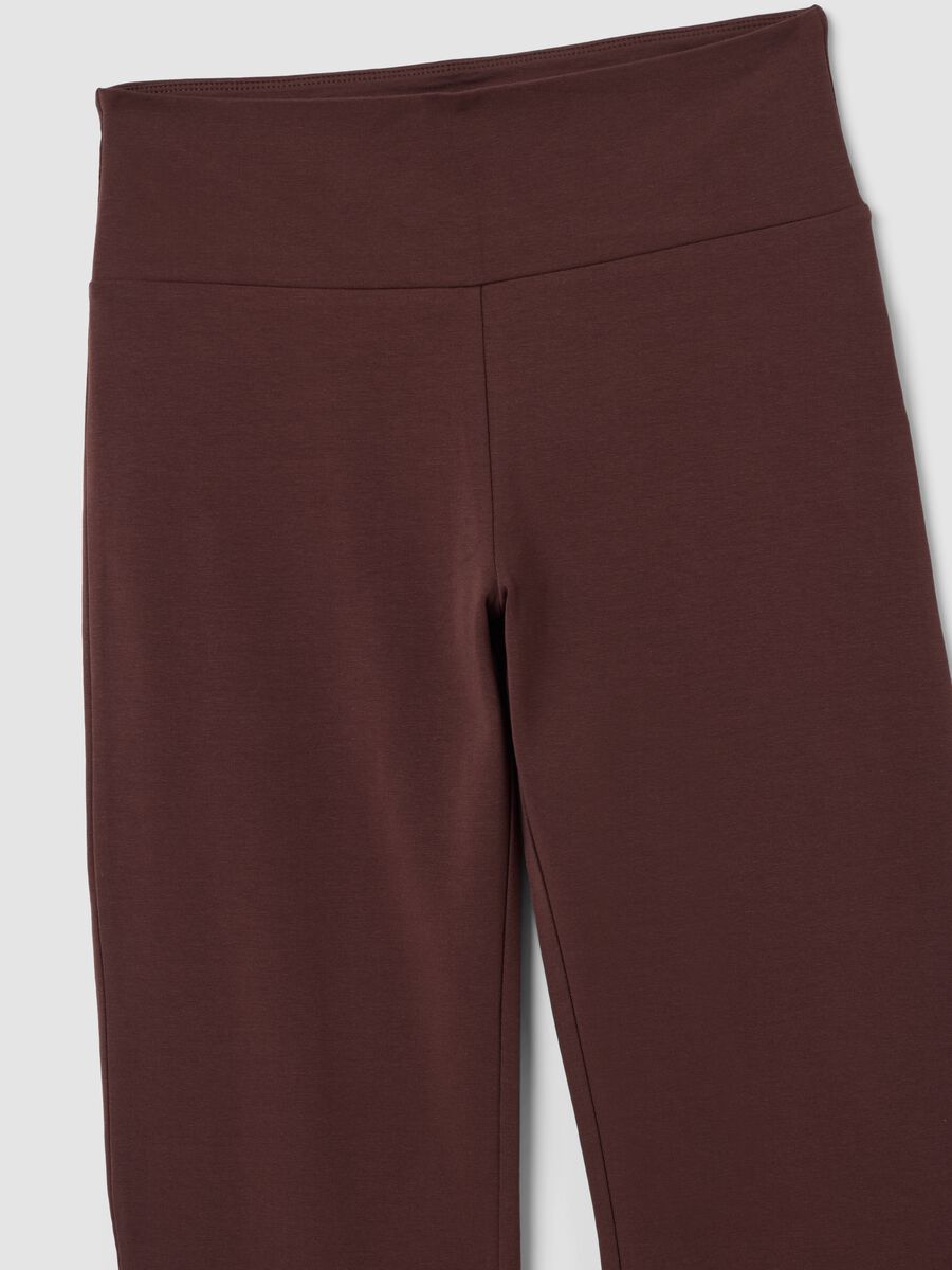 Brown stretch cotton flare trousers_2