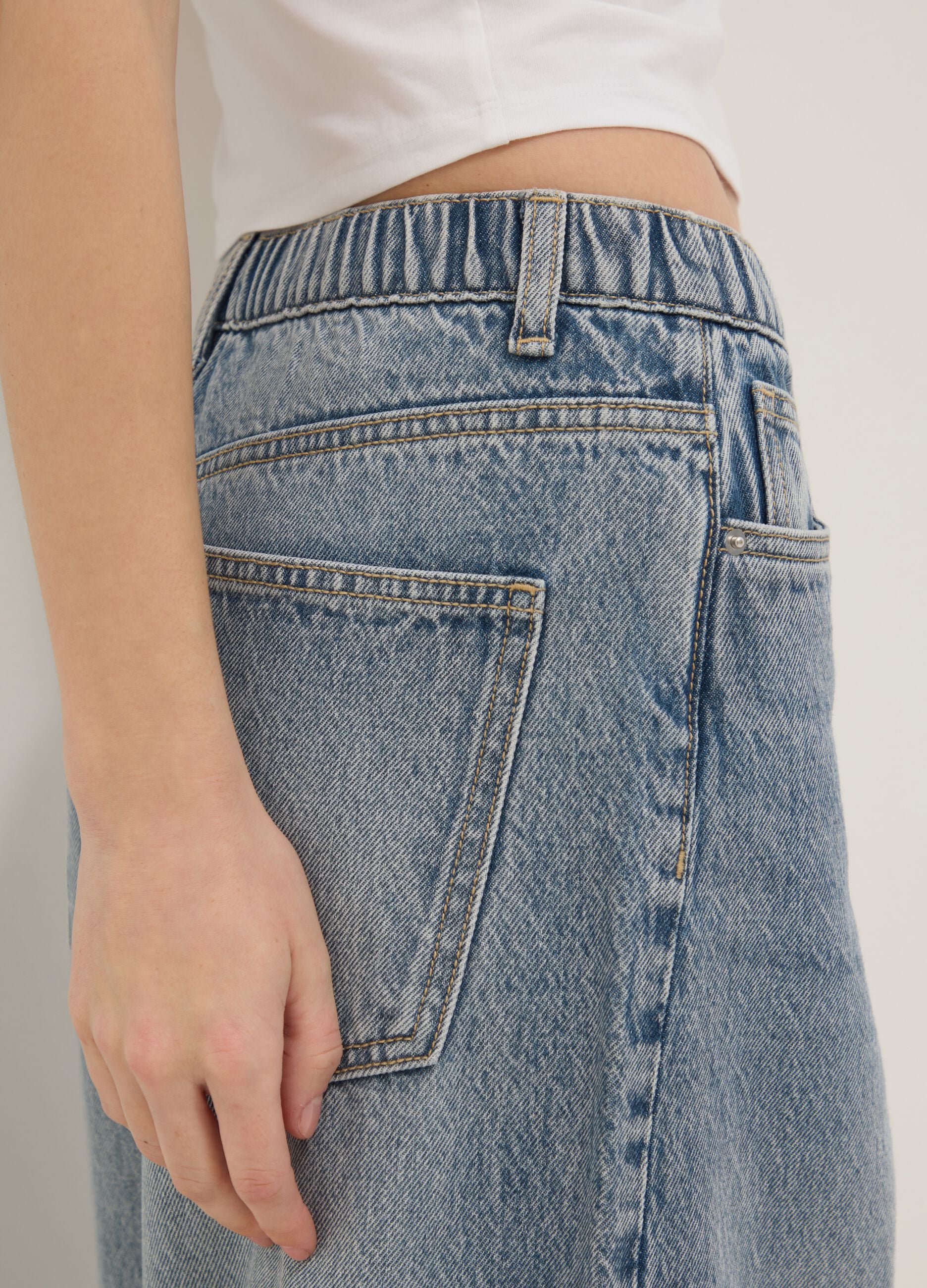 Pure Cotton Blue Wide Leg Denim Jeans