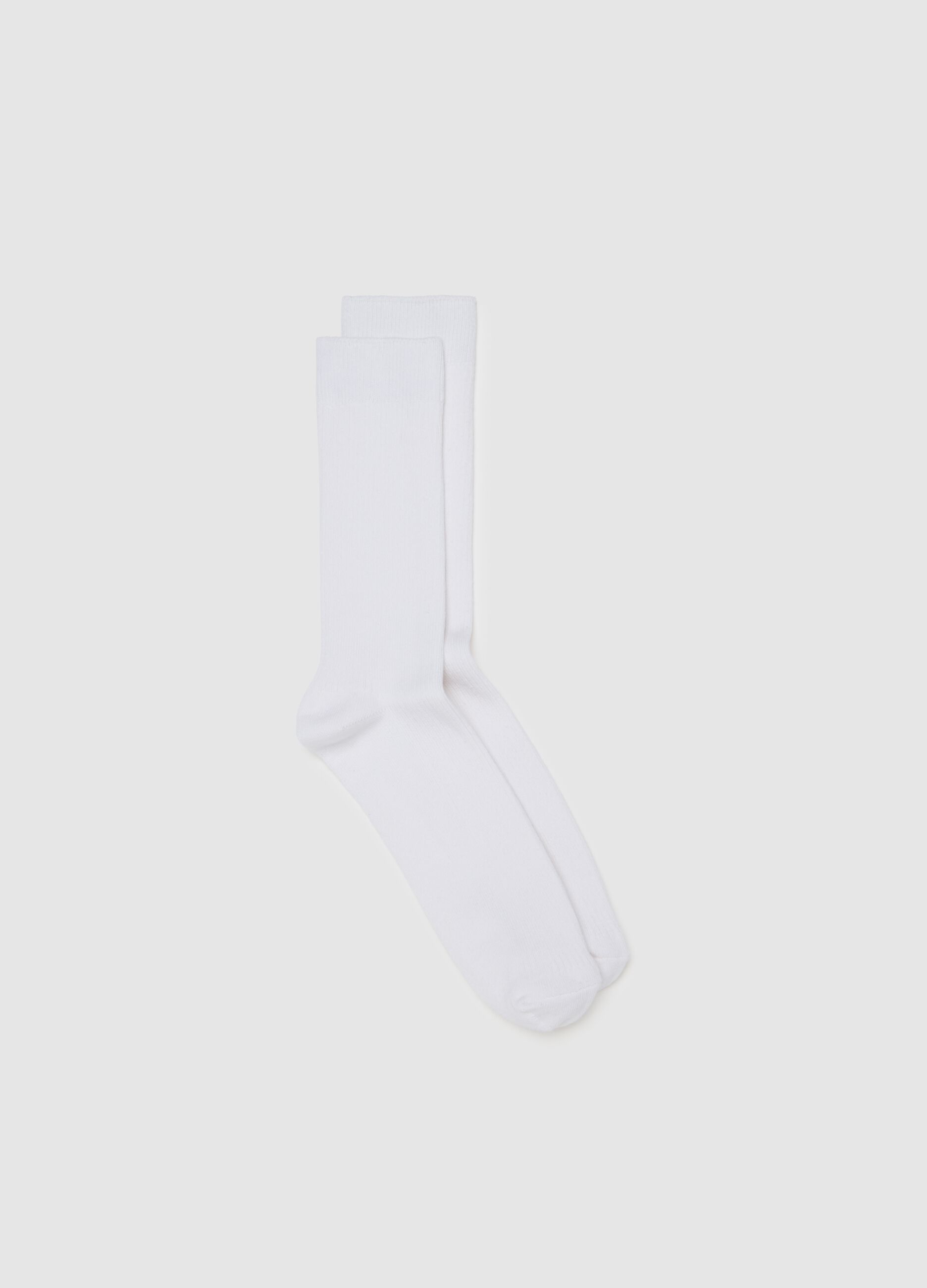 White Midi Cotton Blend Socks