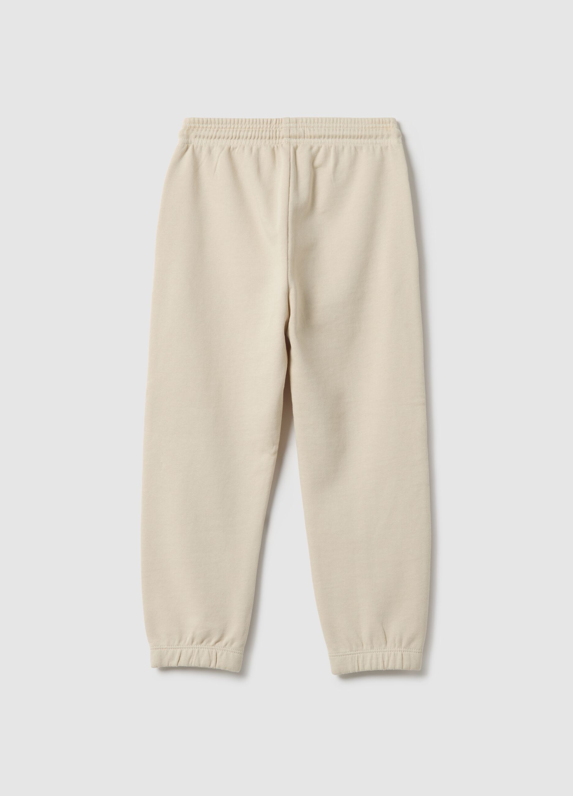 Kids' beige jogger trousers in pure cotton regular fit with logo
