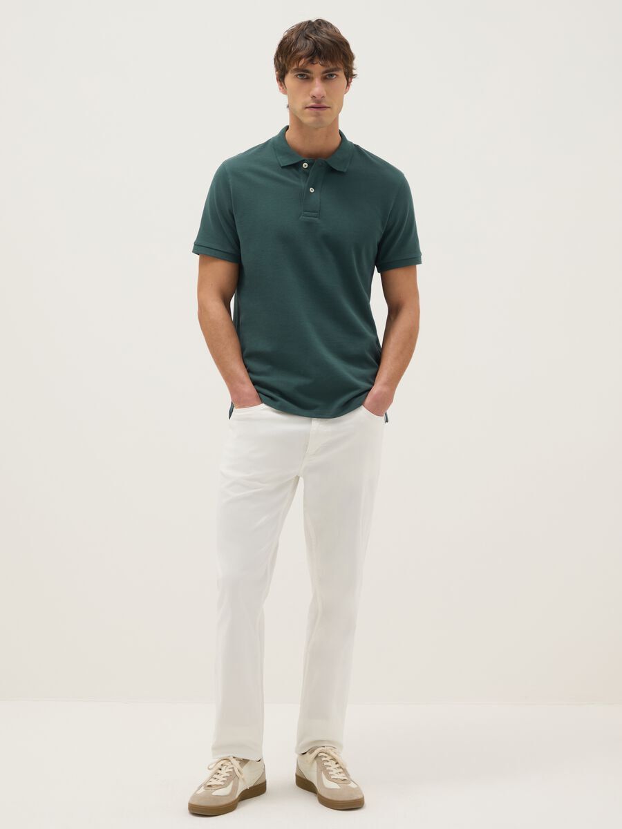 Green pure cotton polo shirt regular fit_2