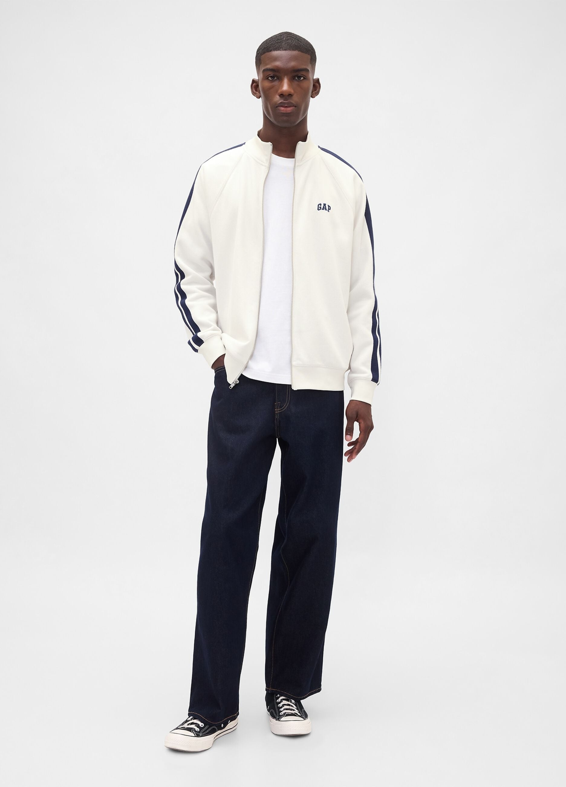 White Full Zip Hoodie