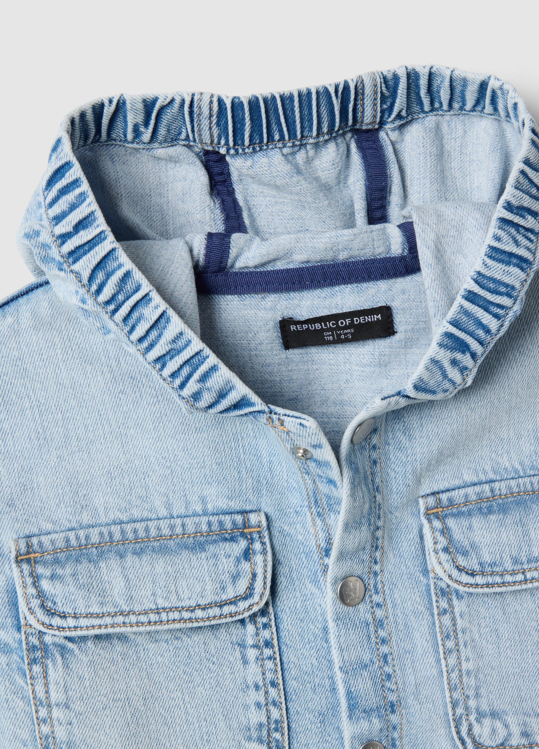 Regular fit blue denim pure cotton shirt for boys