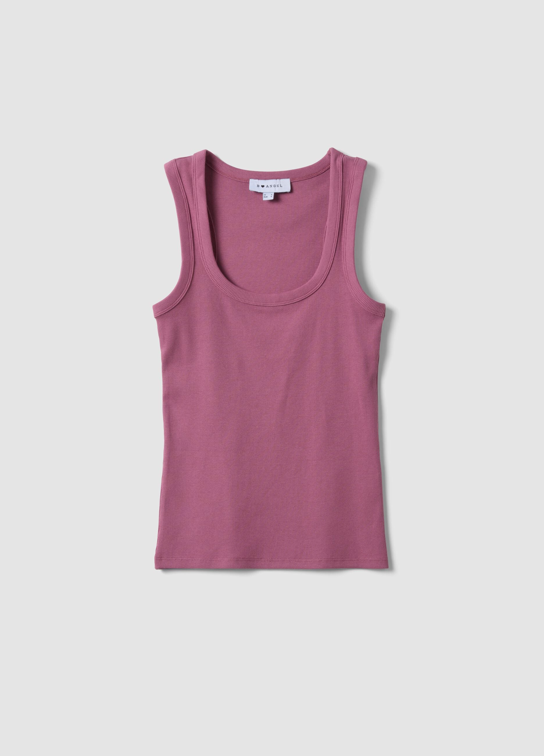 Pink fitted stretch cotton tank top