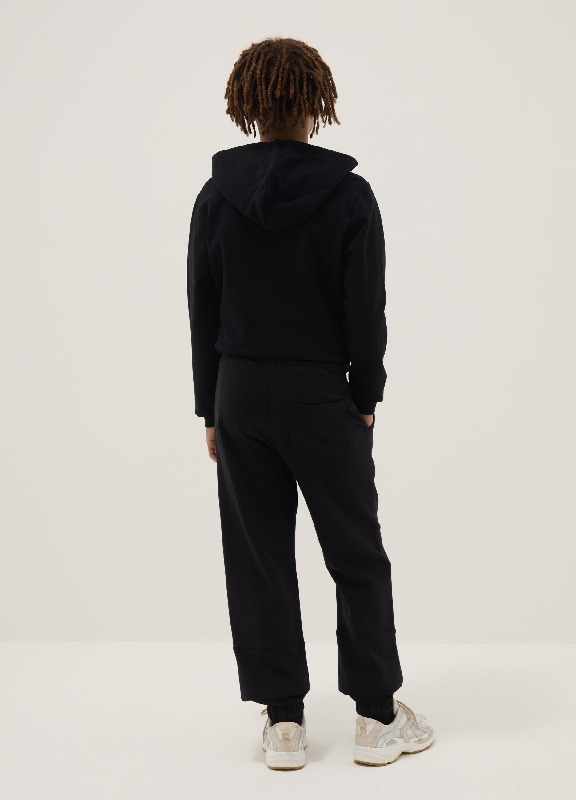 Black boy's jogger trousers in pure organic cotton regular fit
