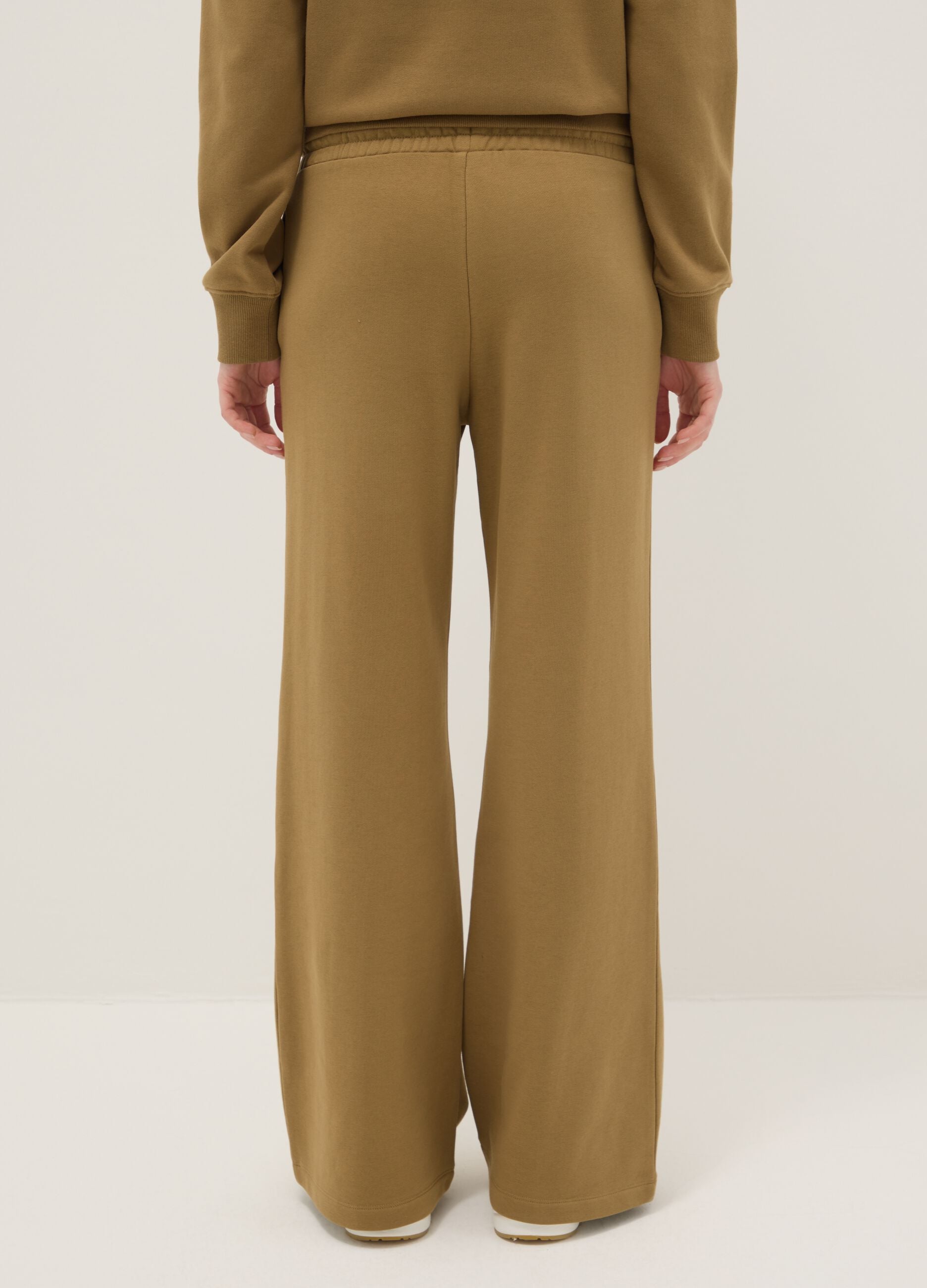 Brown cotton blend regular fit jogger trousers