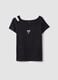 Black stretch cotton slim-fit girls' t-shirt_3