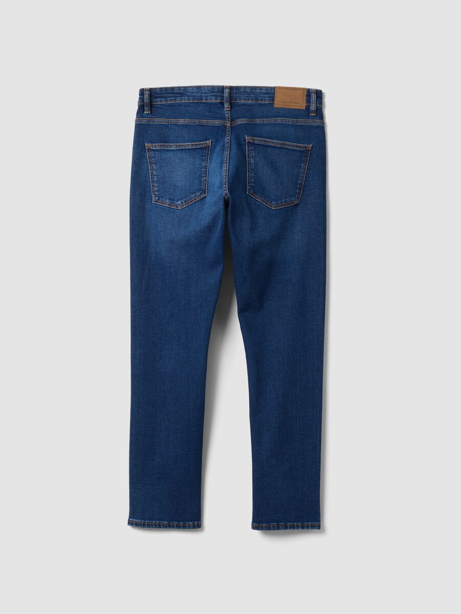 Blue slim-fit stretch cotton jeans_1