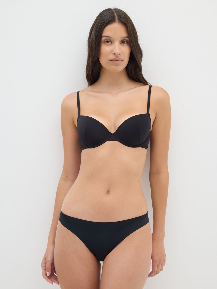 Black stretch blend thong_0