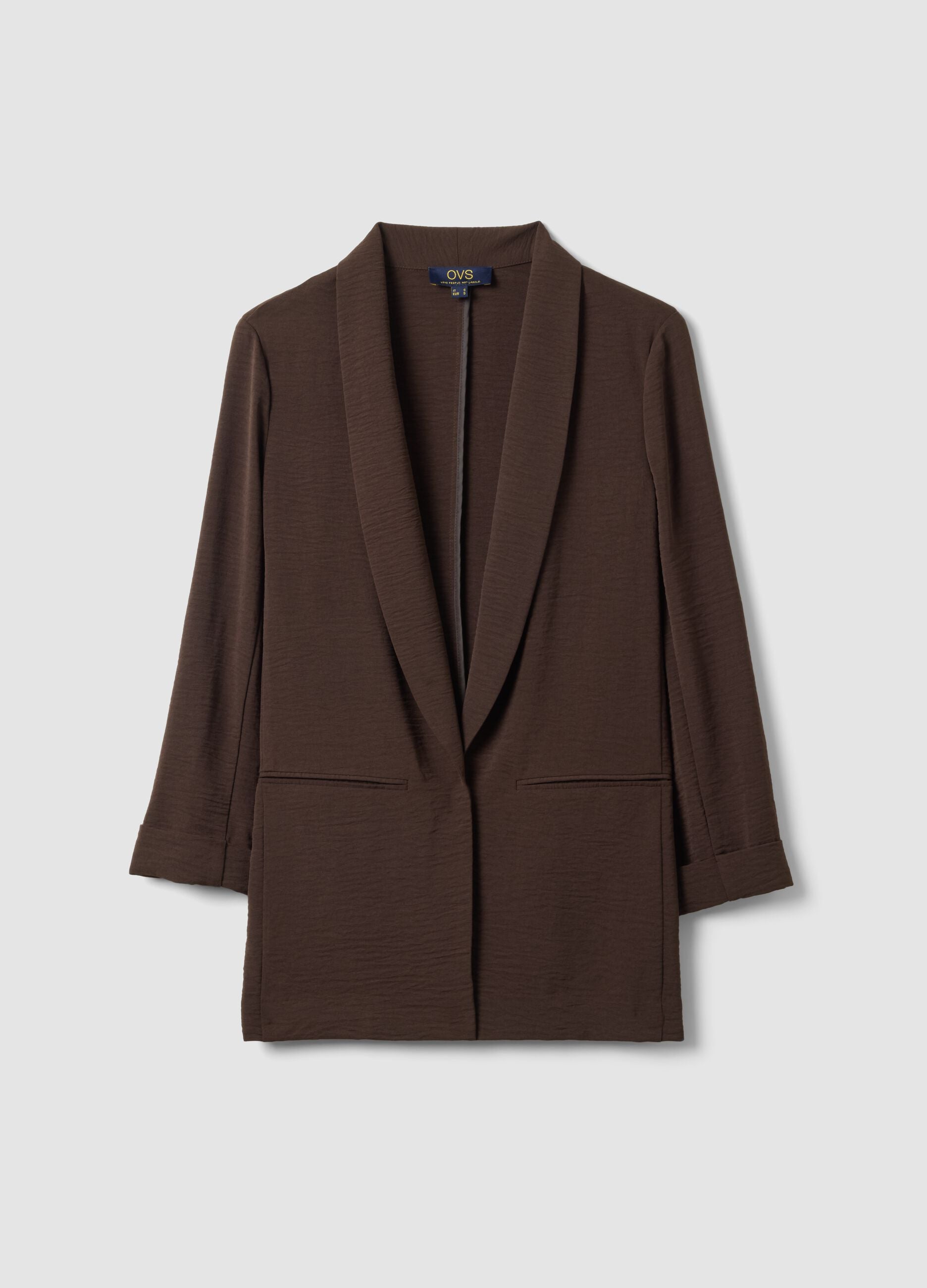 Brown buttonless regular-fit blazer