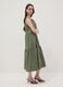 Green sleeveless pure cotton dress with tiered skirt, regular fit_0