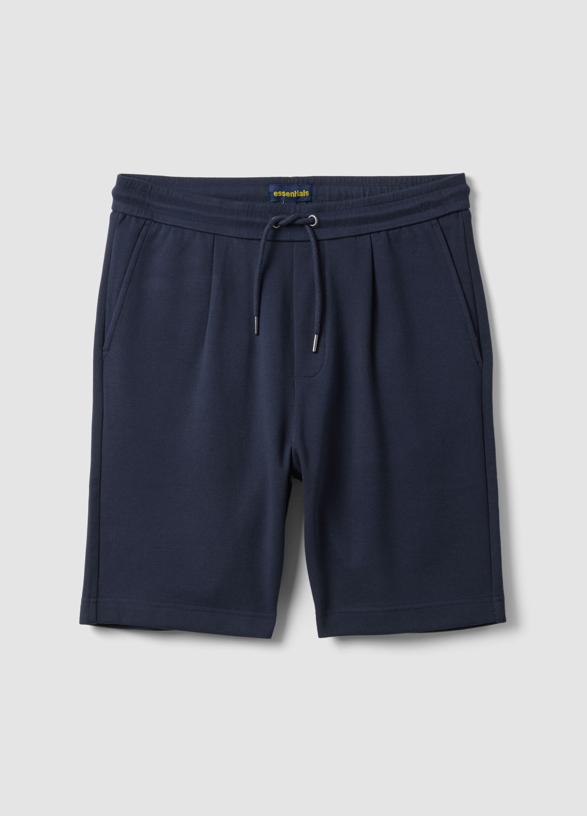 Blue pure cotton shorts with elasticated waist, regular fit