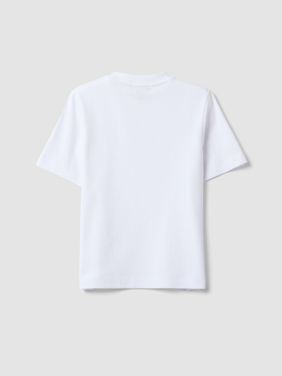 T-shirt relaxed fit bianca in puro cotone a maniche corte_5