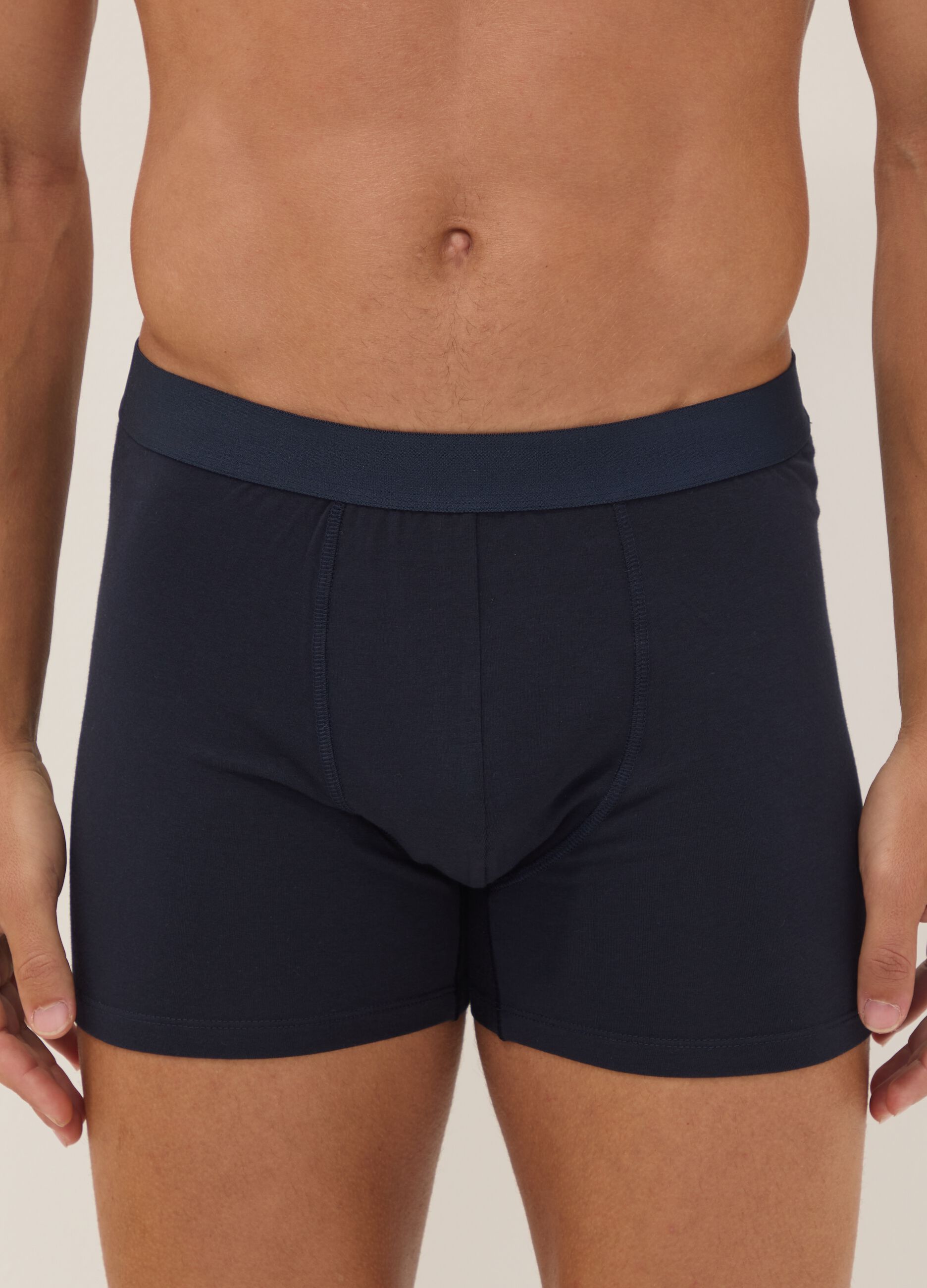 Pack of 3 blue midi boxer briefs in organic cotton