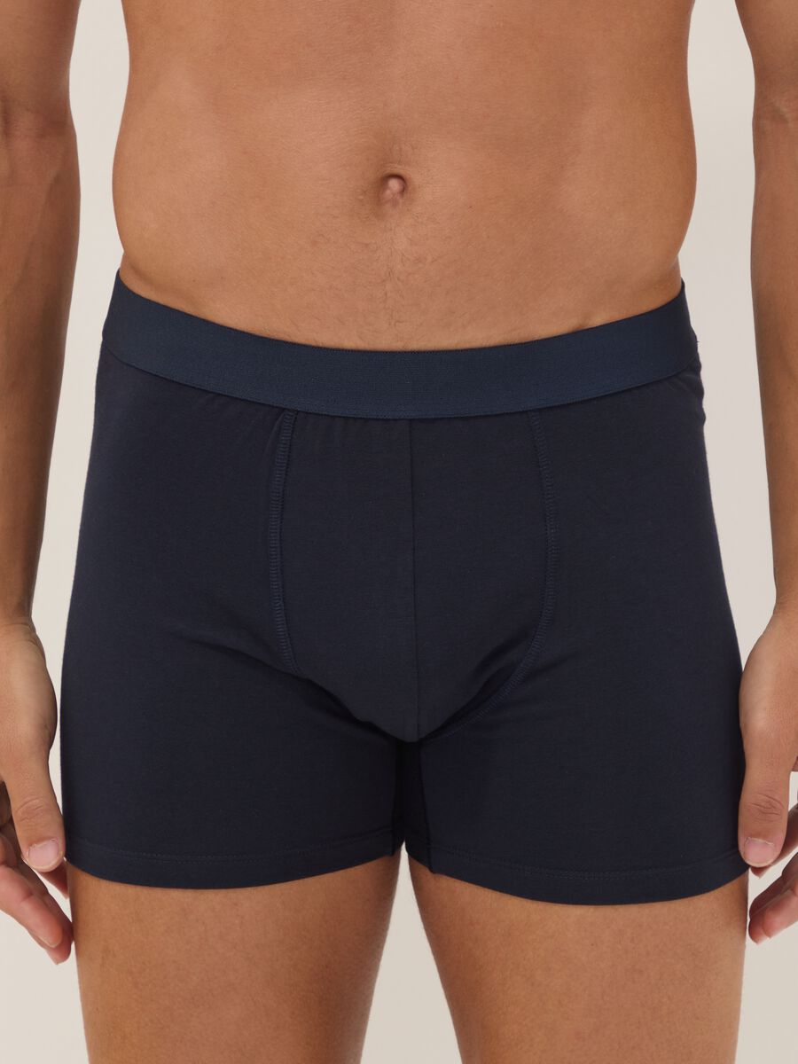 Tripack di boxer midi blu in cotone organico_1