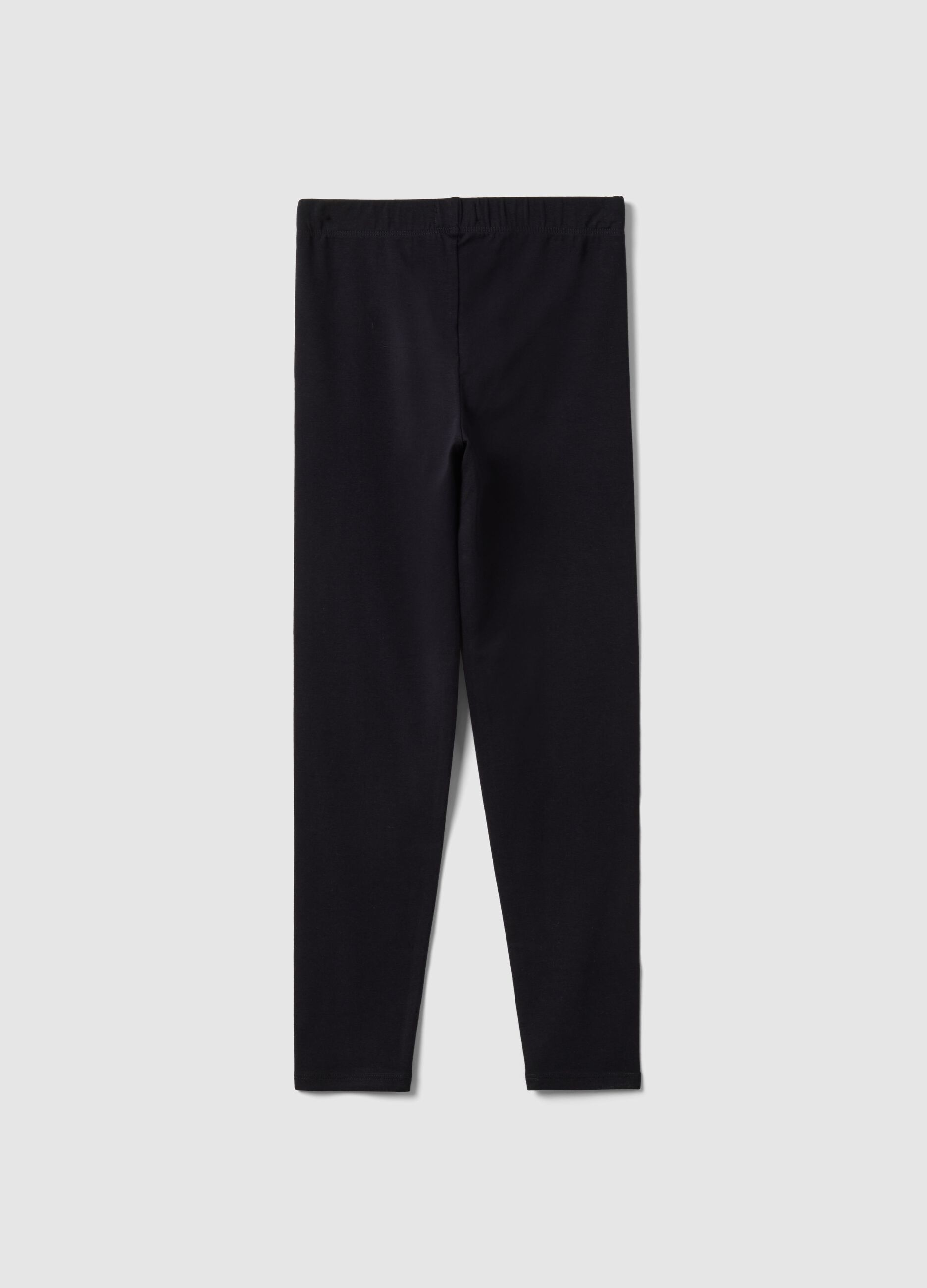 Girls' black stretch cotton slim fit leggings