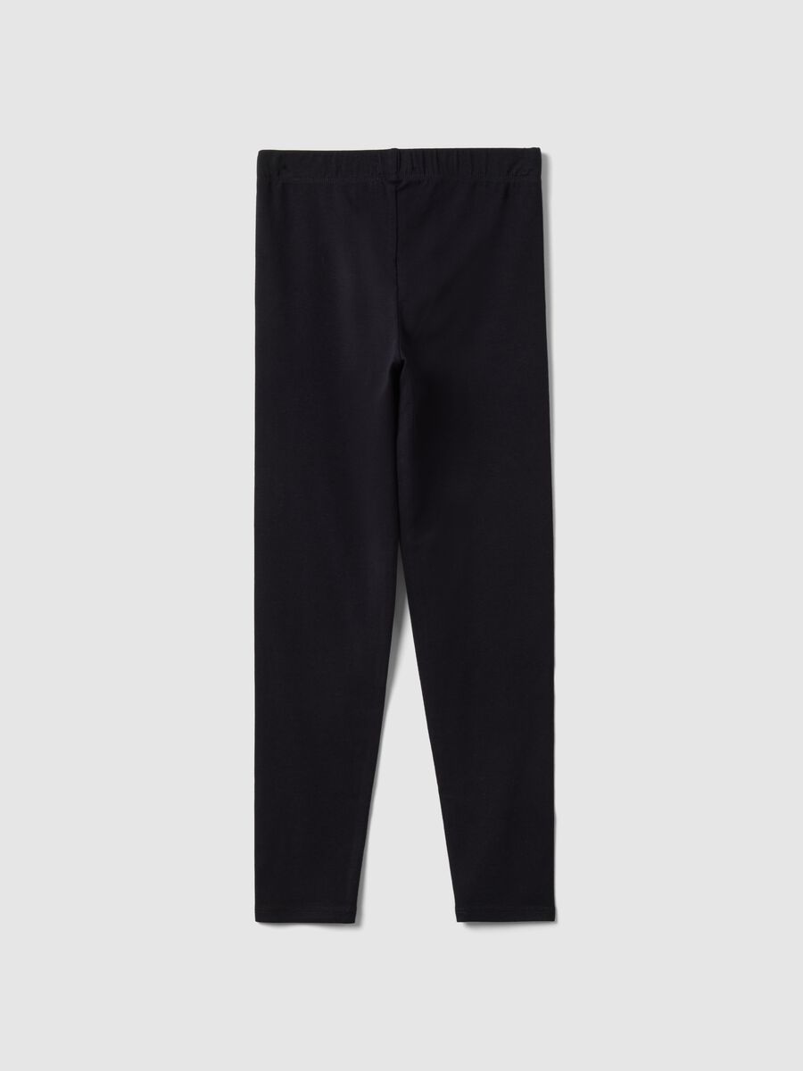 Girls' black stretch cotton slim fit leggings_4