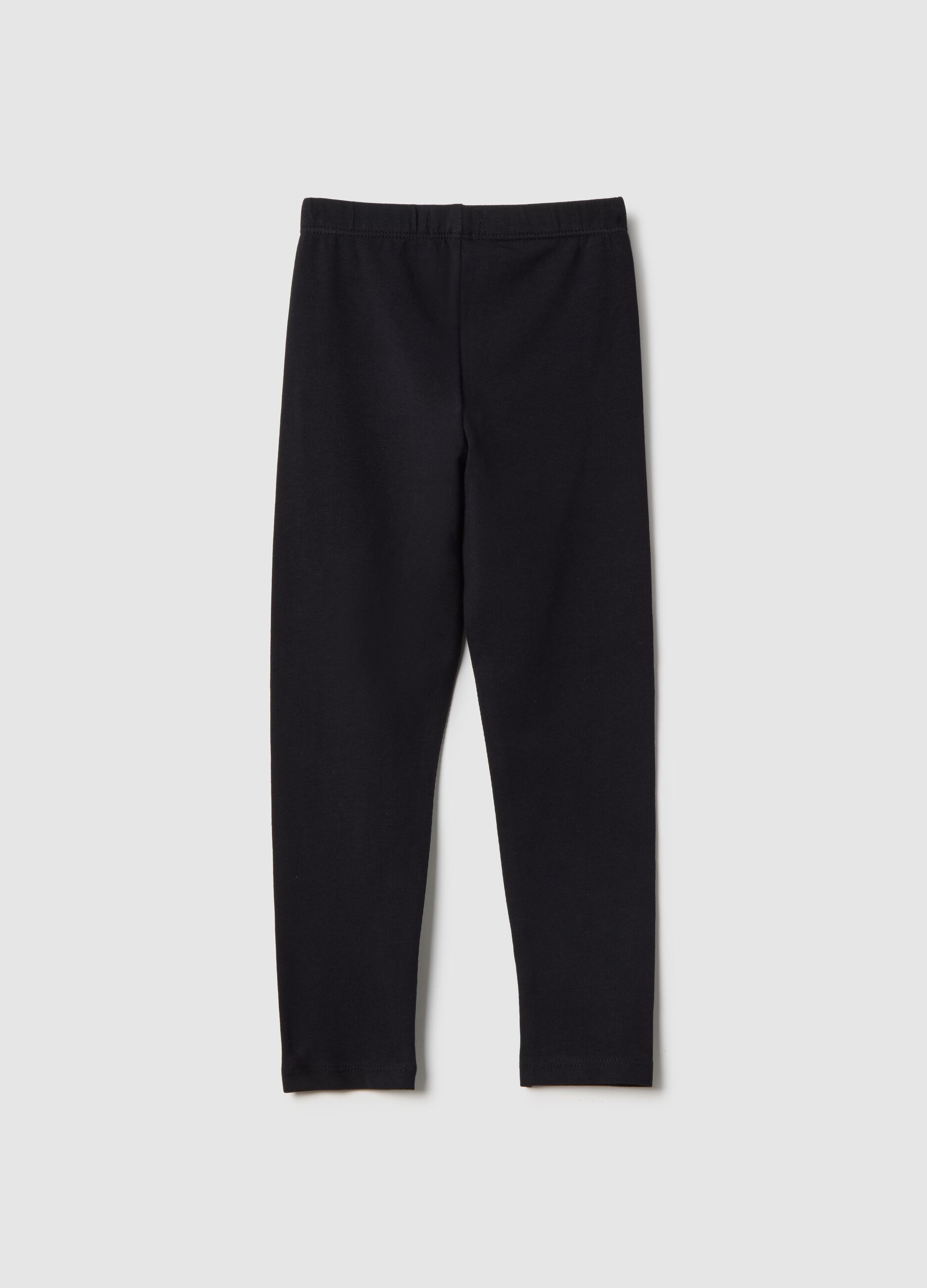 Girls' Slim Fit Black Stretch Cotton Leggings