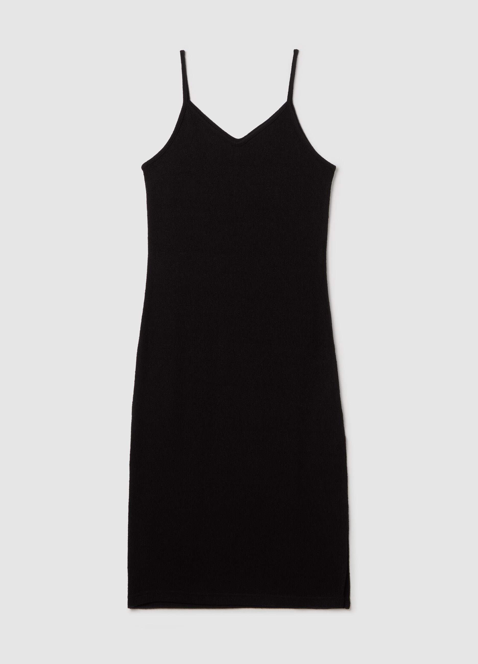 Black midi dress with spaghetti straps