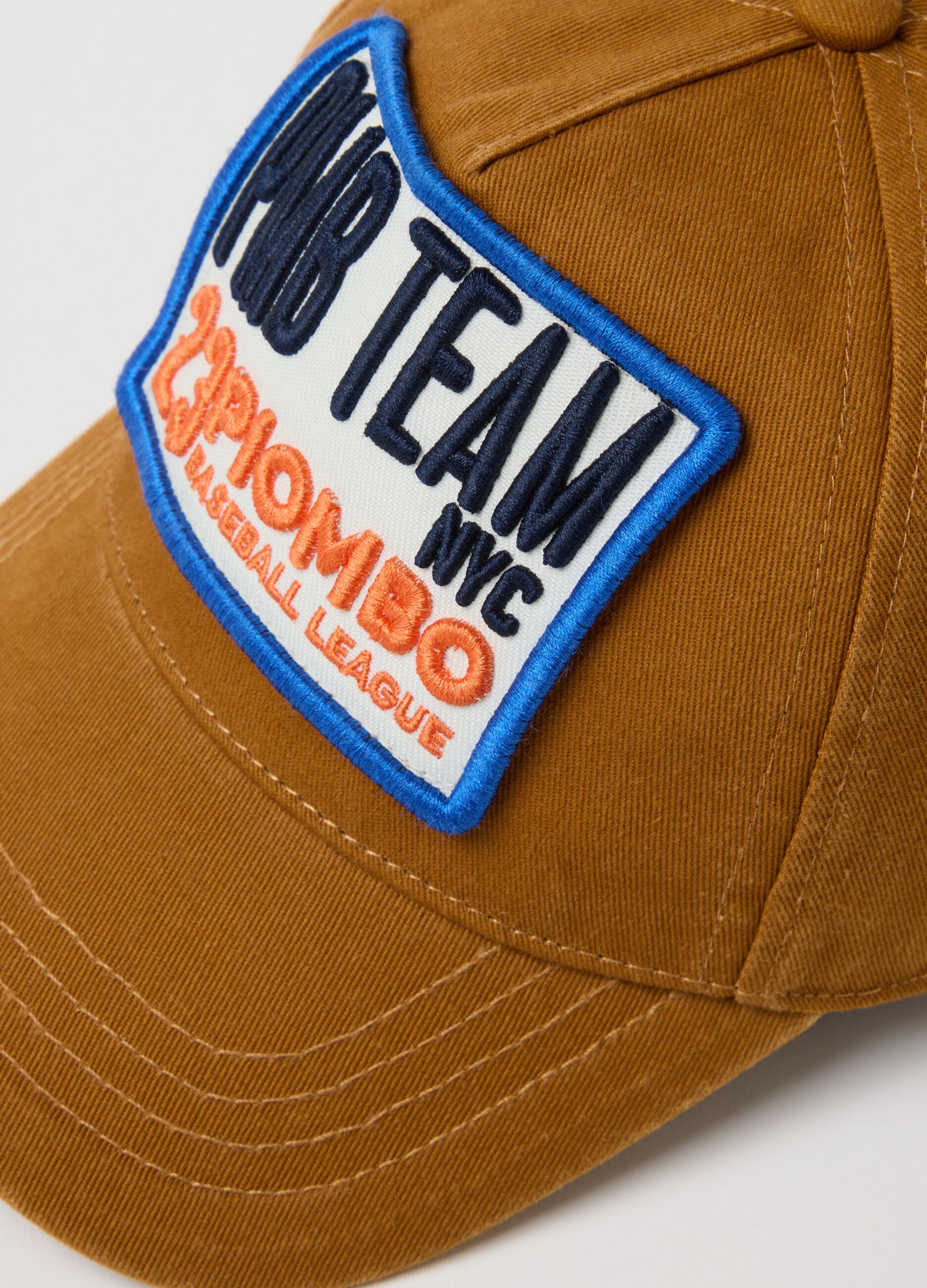 Brown pure cotton children's baseball cap with patch
