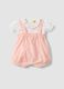 Pink and white organic cotton set with gingham romper_0