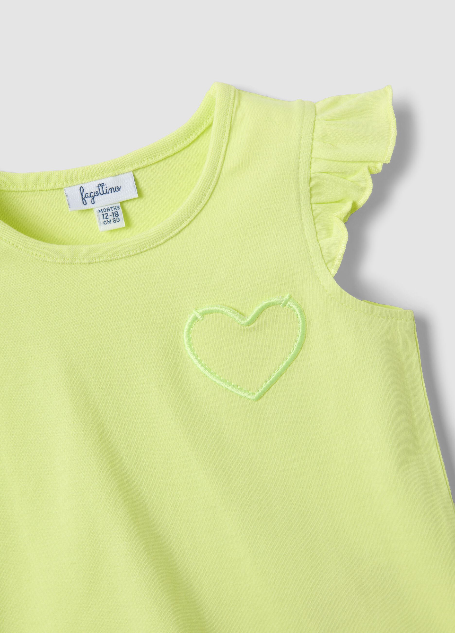 2-pack yellow pure cotton tank tops with ruffles